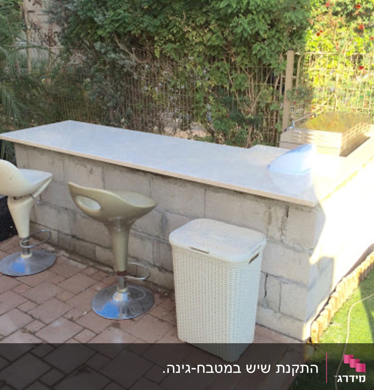 עוד לא מוכן לגמרי : התקנת שיש במטבח גינה